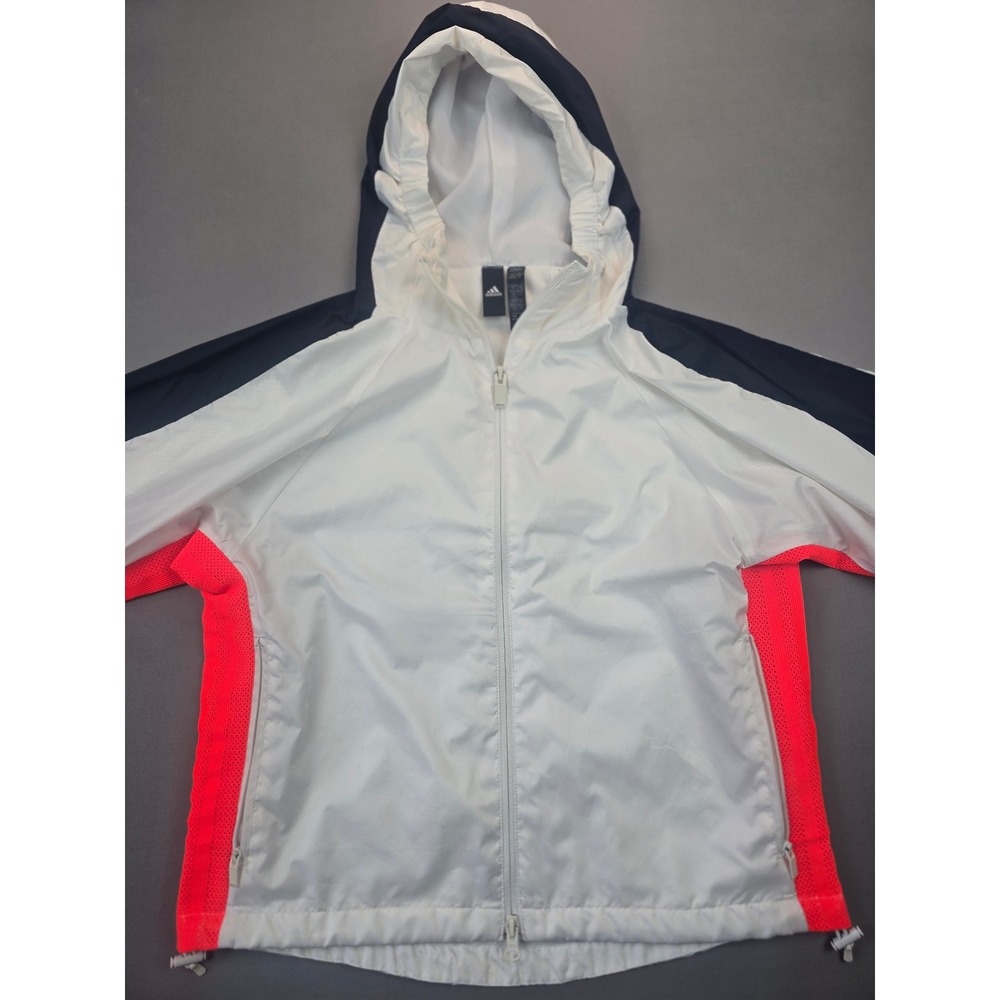 Adidas White Colourblock Mesh Panel Lightweight Windbreaker - XS Women's